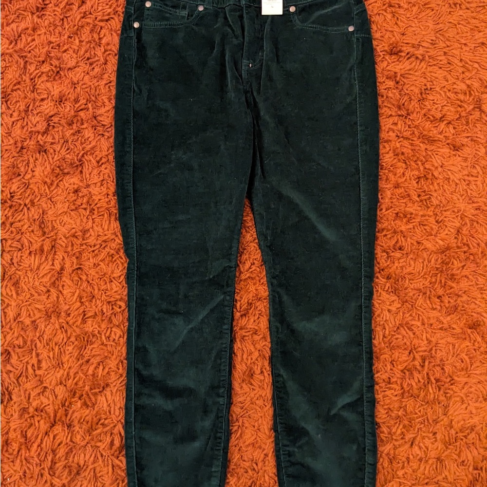 Torrid Bombshell Skinny High Rise Dark Green Corduroy Pants